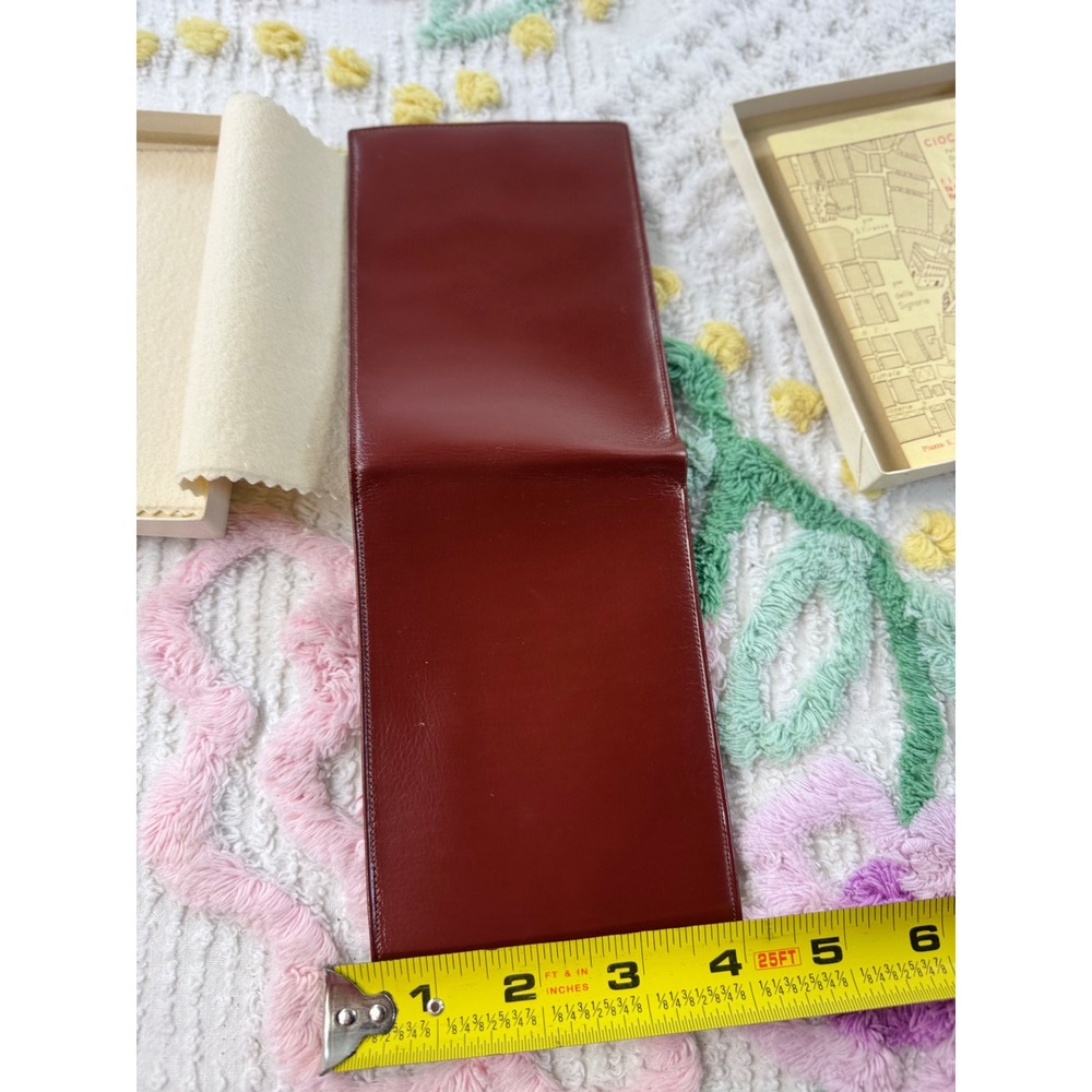Vintage Ciocca  Leather Bifold Wallet Card Holder‎ Burgundy Italy Map Included - Picture 7 of 8
